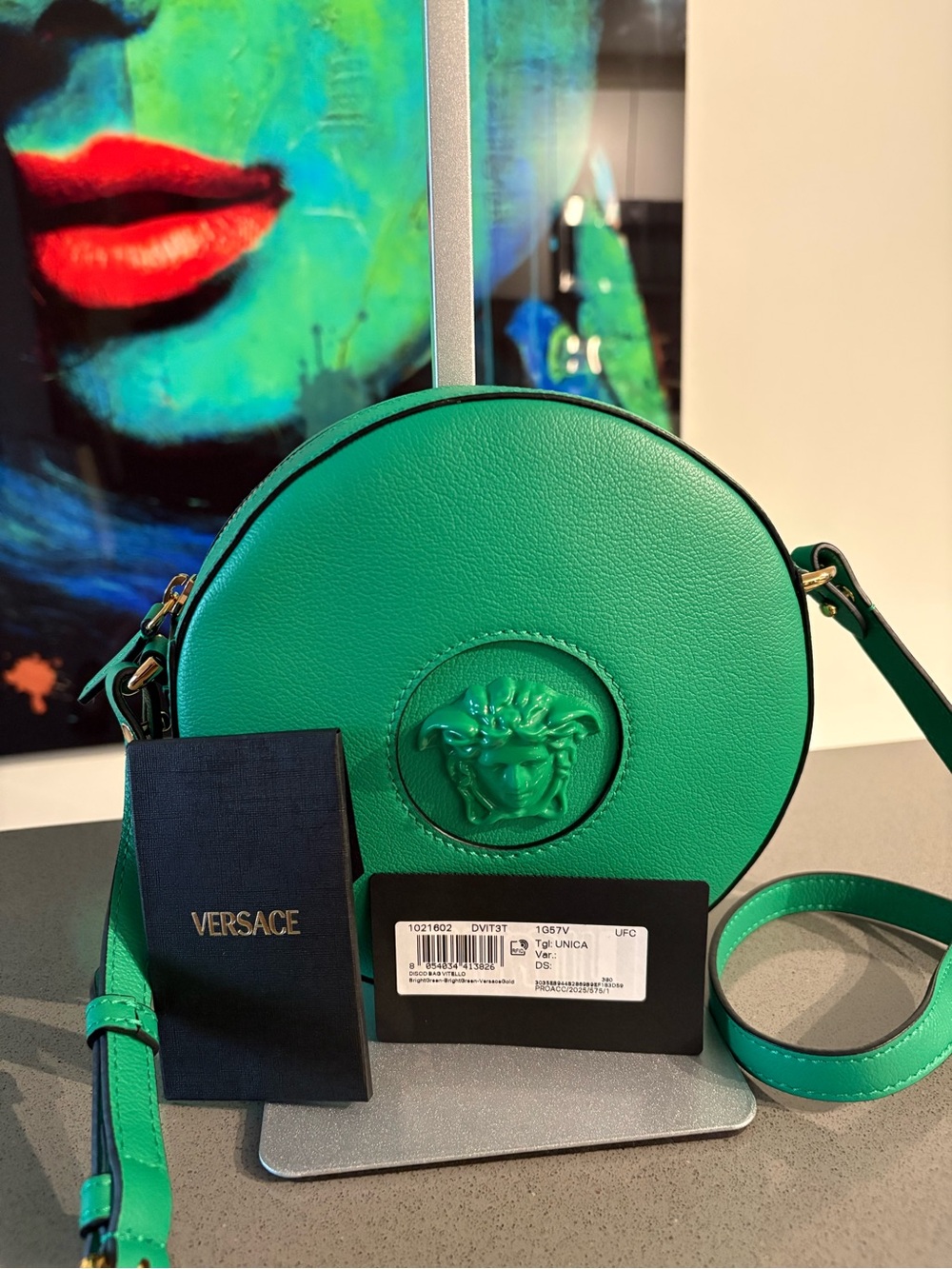 Versace Round Medusa Crossbody Bag in Green - Picture 2 of 9
